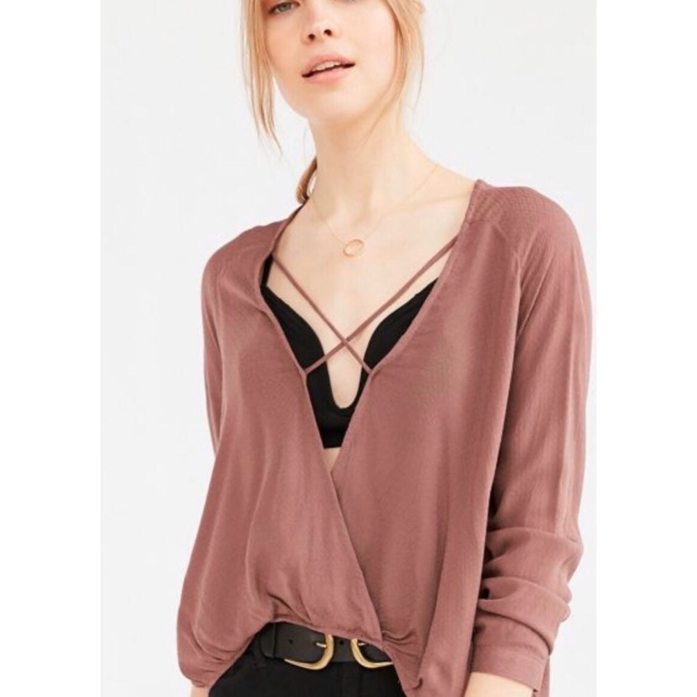 Silence and Noise Maroon Cross Front Blouse